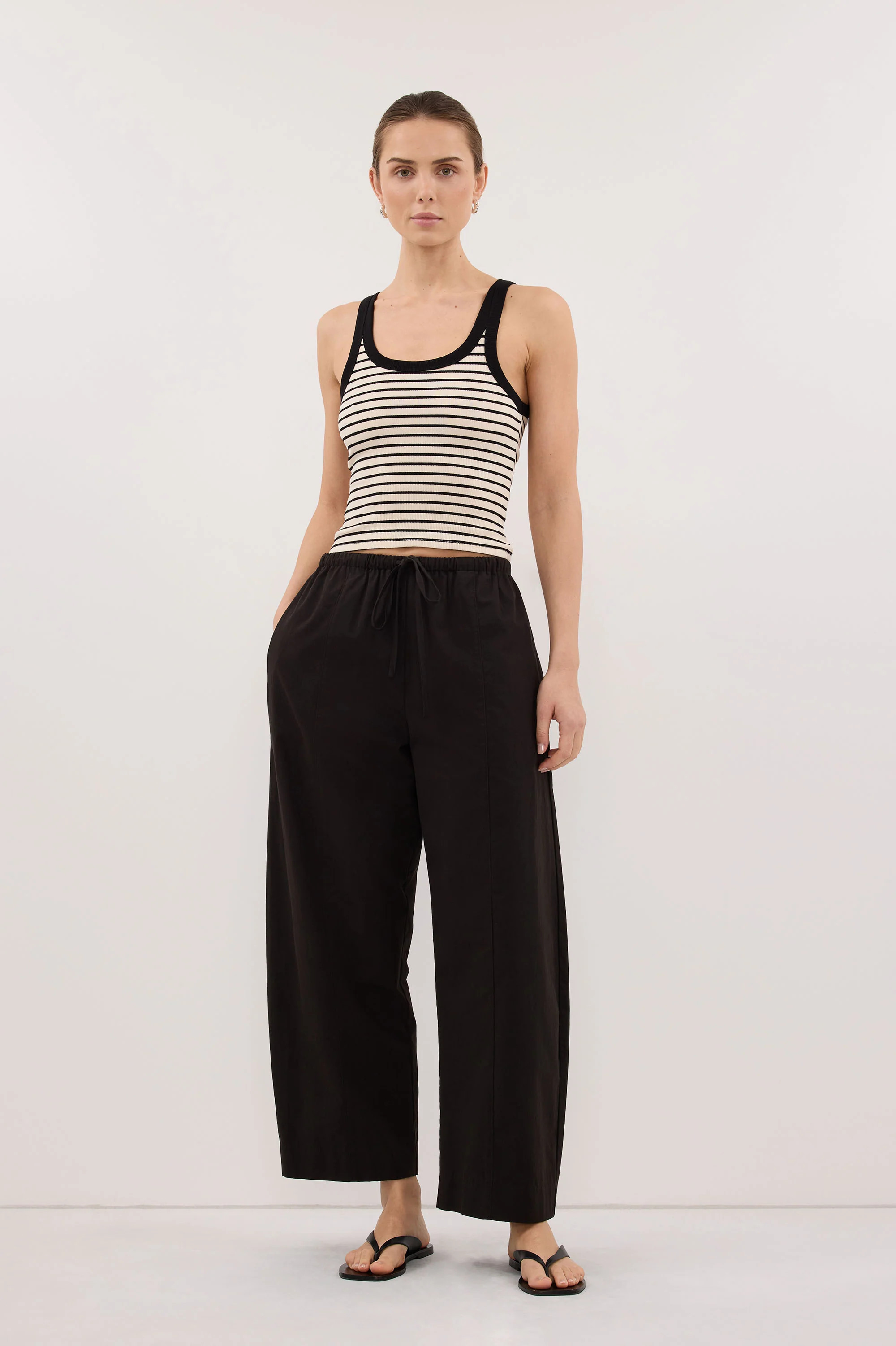 PENNY CREAM SLEEVELESS STRIPE KNIT TANK TOP | DISSH