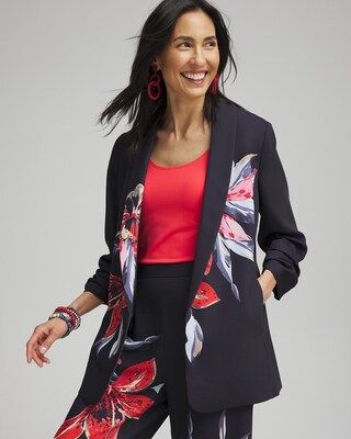 Floral Ruched Sleeve Soft Jacket | Chico's
