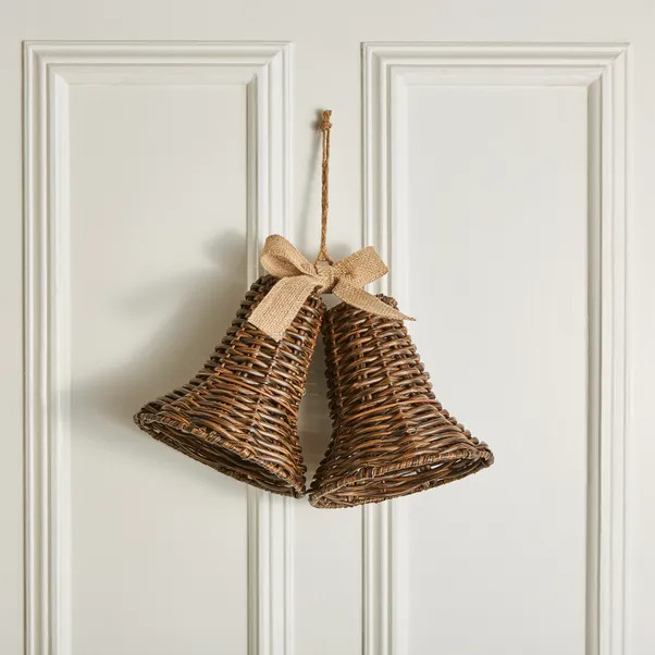 Hanging Rattan Christmas Bells | Dunelm