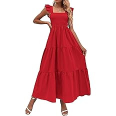 MakeMeChic Women's Summer Floral Dresses 2025 Beach Vacation Casual Blue and White Long Maxi Sund... | Amazon (US)