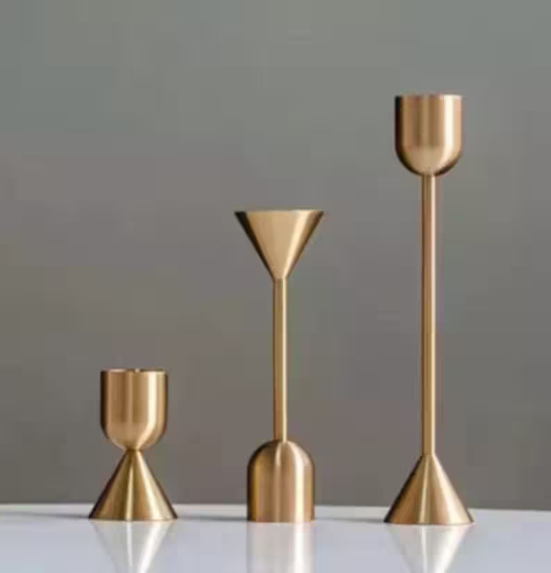 Brass Candlesticks Set of 3 Candle Holders Gold Taper Candle - Etsy | Etsy (US)