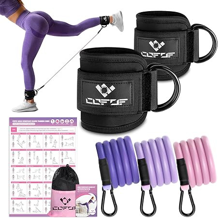 Ankle Resistance Bands with Cuffs, Ankle Bands for Working Out, Ankle Band Cuff for Kickbacks Hip... | Amazon (US)