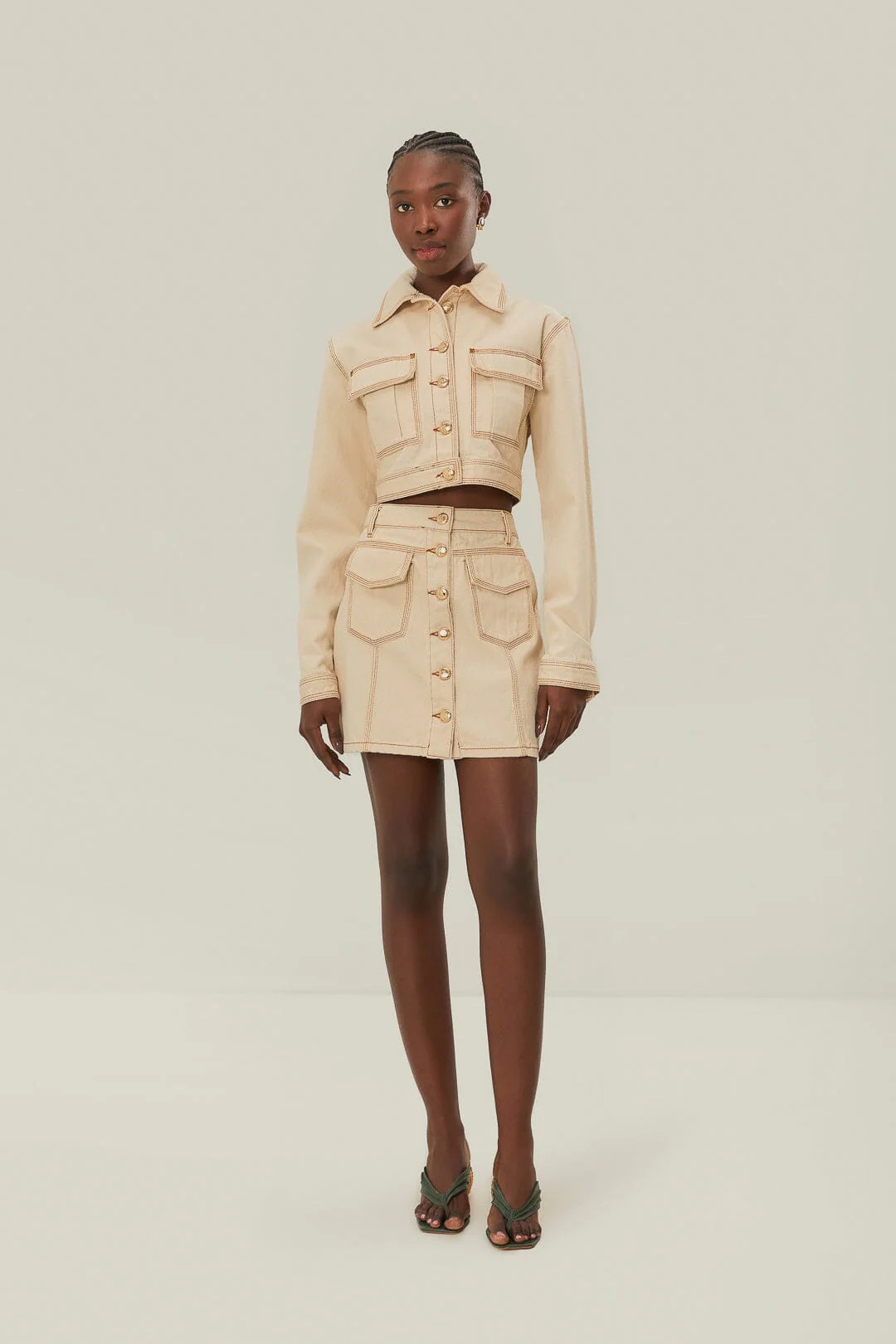 Off-White Gabardine Cropped Jacket | FarmRio (US)