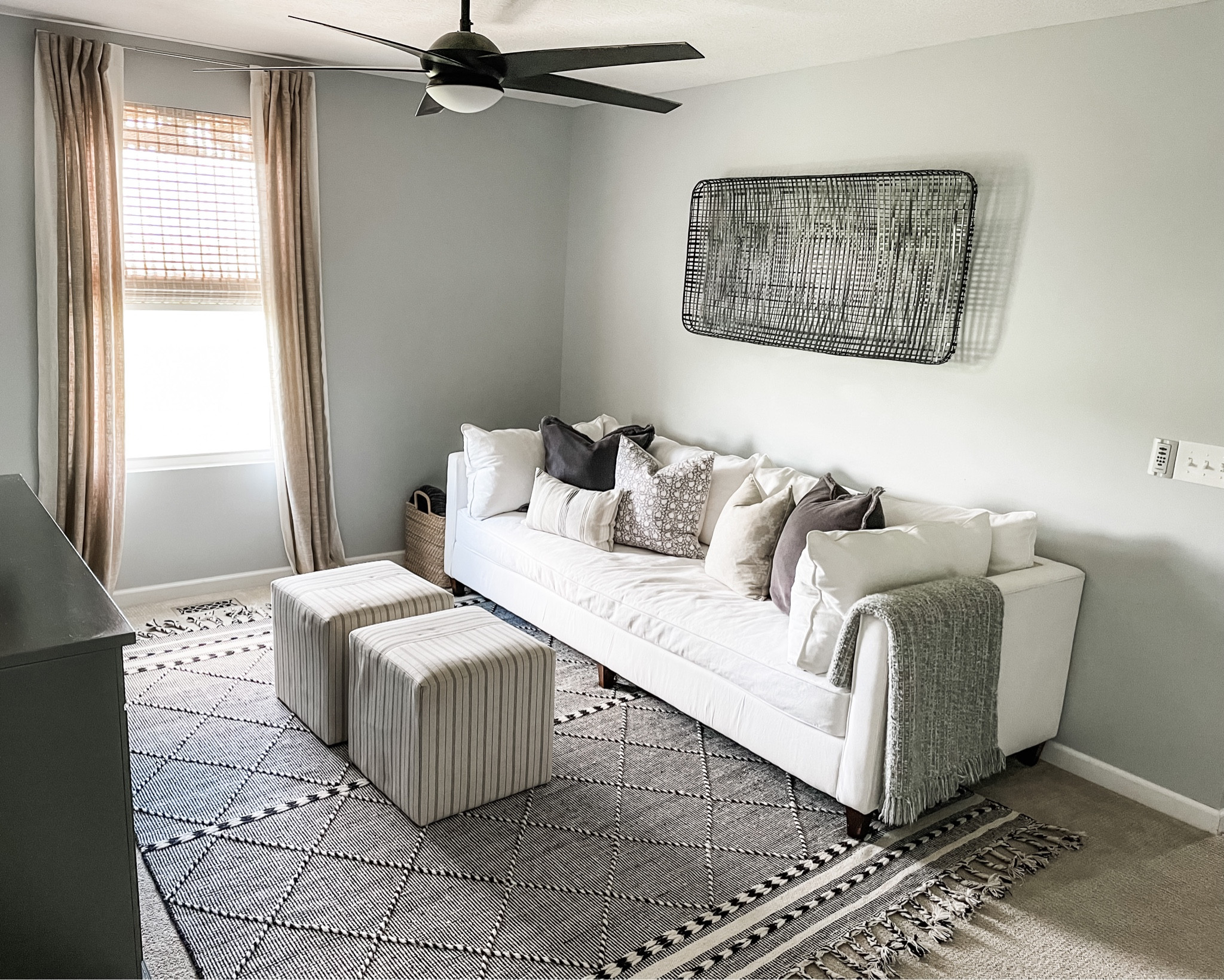 Neutral loft space.
Loloi rug, area rug, ceiling fan, wall art, crate & barrel, pouf ottoman, Target finds, studio mcgee, McGee & co, white sofa, Wayfair finds, Etsy finds, throw, blanket, cozy, living space, living room, family room, pottery barn, pillow, Roman shade

#LTKstyletip #LTKfamily #LTKhome