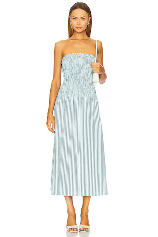 LNA Kapaia Strapless Dress in Teal Navy Stripe from Revolve.com | Revolve Clothing (Global)