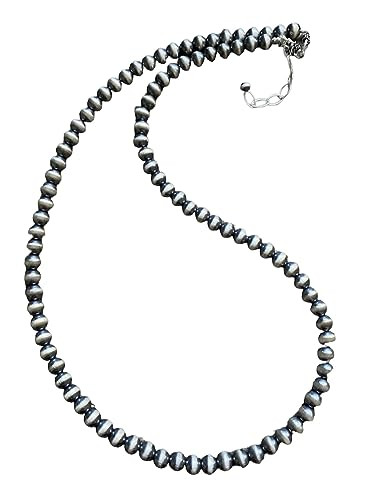 6mm Sterling Silver Oxidized Pearls Bead Necklace Southwestern "Navajo Style" (16 Inch) | Amazon (US)