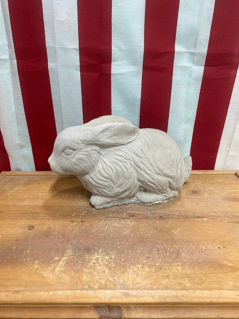 12” rabbit concrete statue garden decor | Etsy (US)
