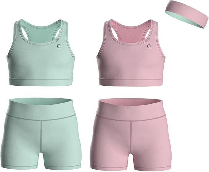 Girls Clothing Athletic Sets Sleeveless Crop Tank Tops & Bike Shorts Cheer, Gymnastics, Volleybal... | Amazon (US)