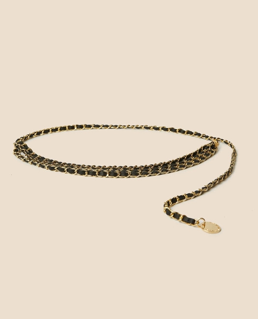 Brooks Brothers Women's B-Low the Belt Mini-Chain Leather Belt | Black | Brooks Brothers