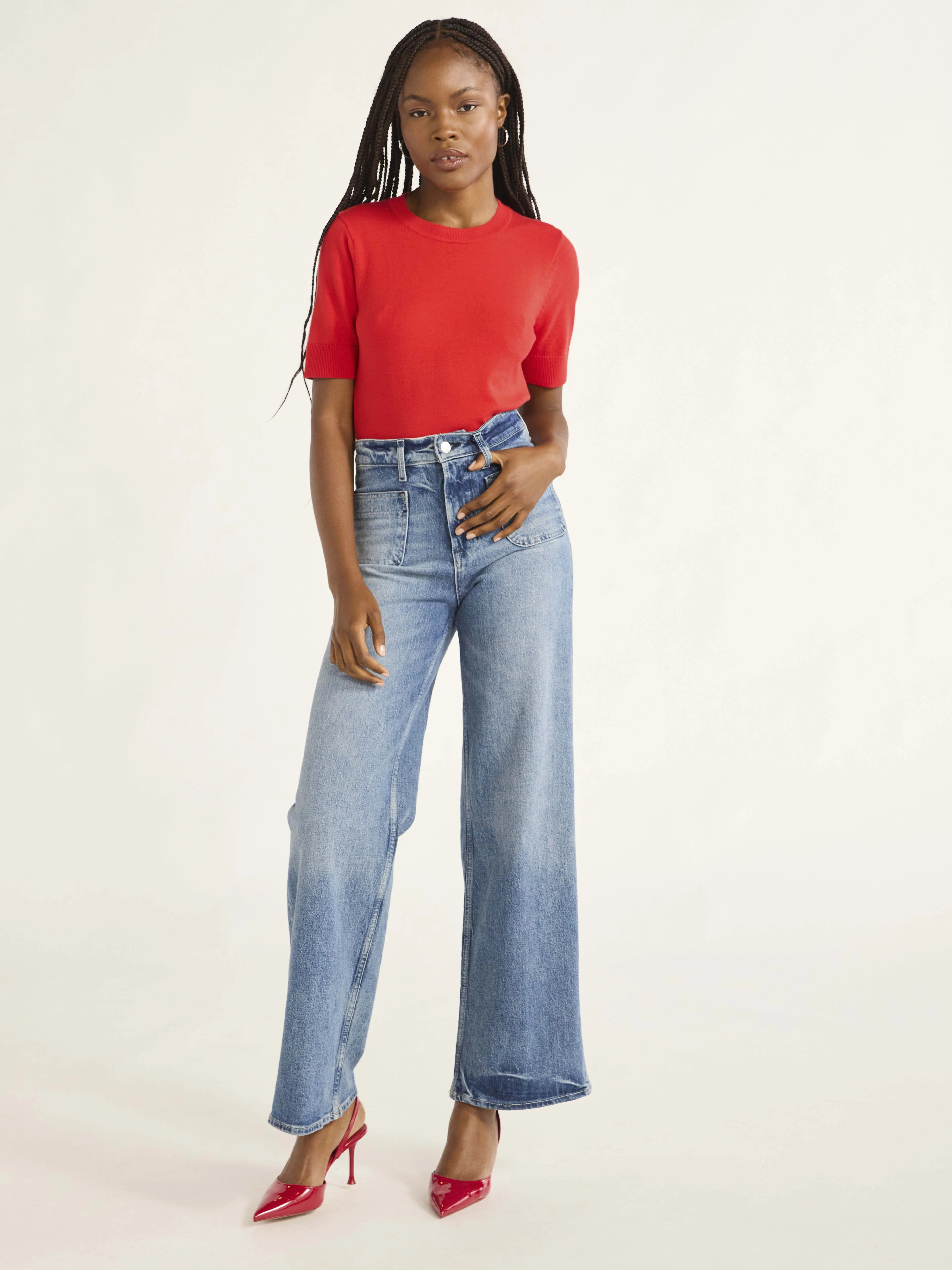 Free Assembly Women’s Cozy Yarn Shrunken Sweater Tee with Short Sleeves, Sizes XS-XXXL | Walmart (US)