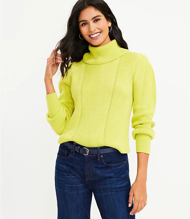 Chevron Stitched Turtleneck Sweater | LOFT