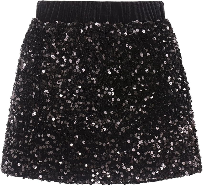 WELAKEN Sparkly Sequin Skirt for Girls Toddler & Kids II Little Girl's Elastic Waistband Skirts | Amazon (US)