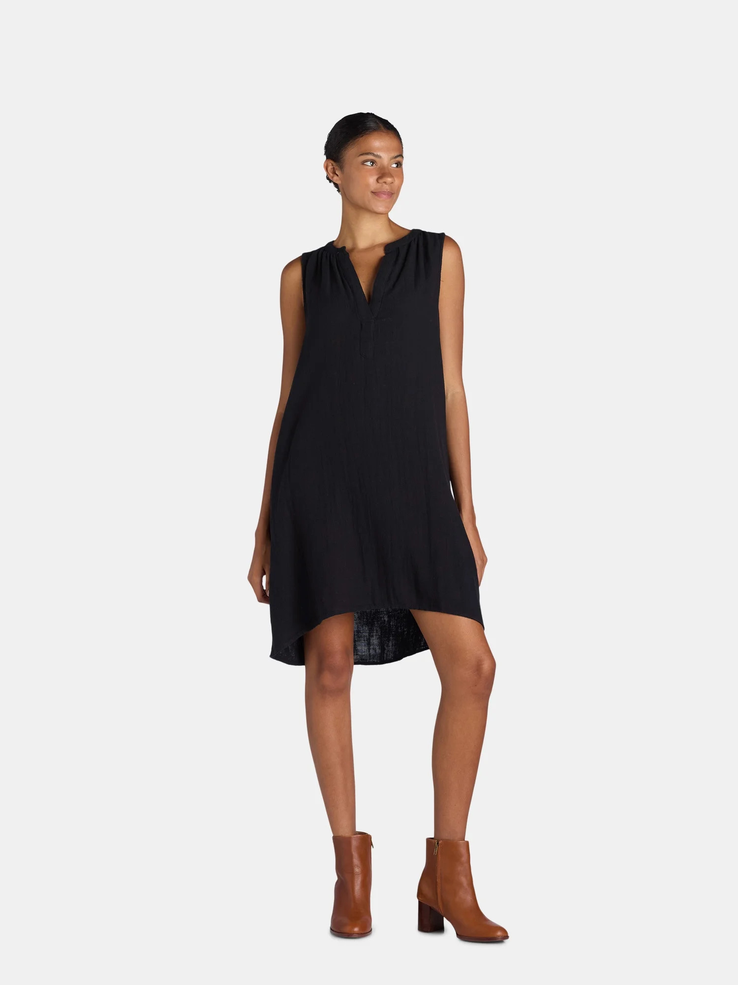 Time and Tru Women's Double Cloth Dress - Walmart.com | Walmart (US)