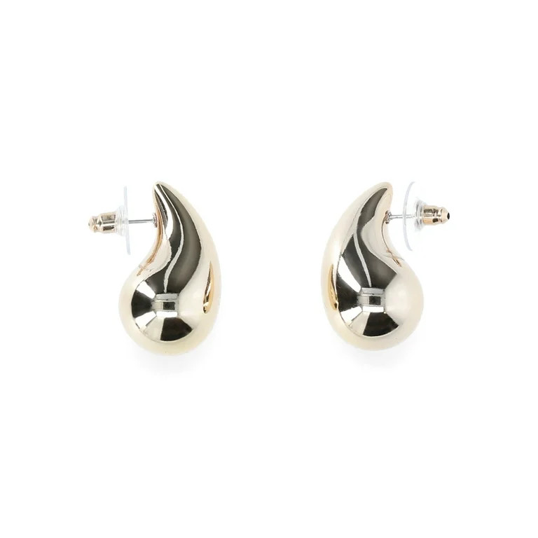 Time and Tru Women's Gold Plated Teardrop Stud Earrings | Walmart (US)