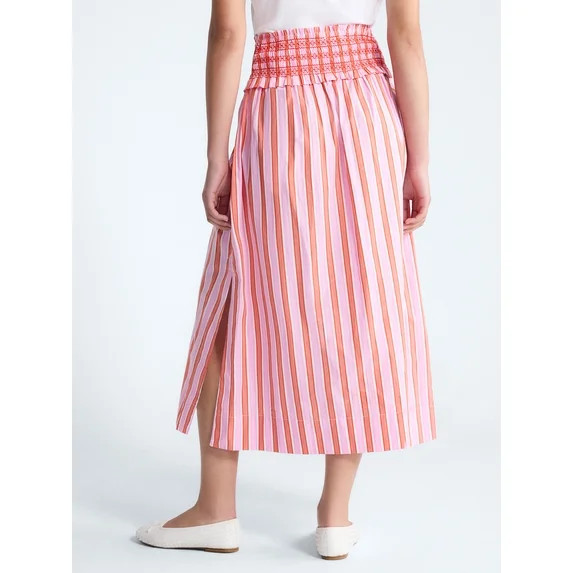 Free Assembly Women's and Women's Plus Striped Cotton Maxi Skirt with Smocked Waist, Sizes XS-4X | Walmart (US)