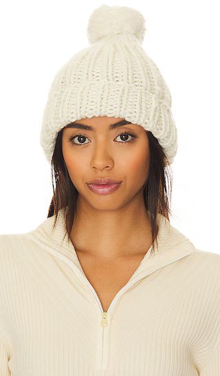 Ava Chunky Knit Hat in Cream | Revolve Clothing (Global)