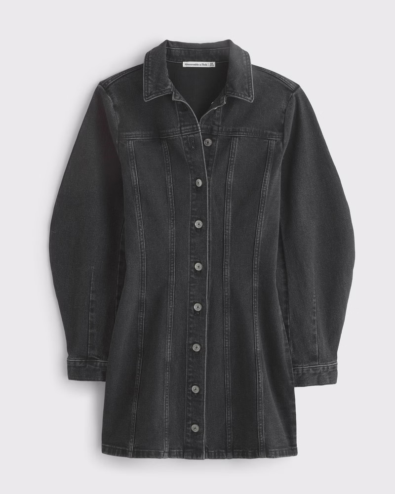 Barrel Sleeve Denim Shirt Dress | Abercrombie & Fitch (US)