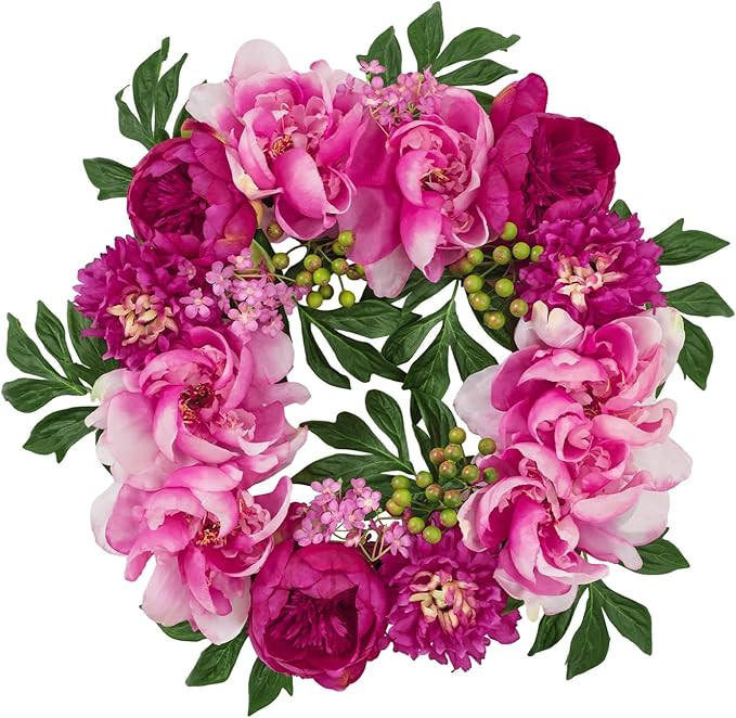 WELL KNOWN Spring Wreaths for Front Door, Peony Wreath for Front Door, Porch Outside Indoor, Wall... | Amazon (US)