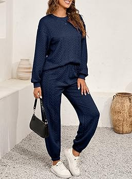 SHEWIN Women's 2 Piece Sweatsuits Set Long Sleeve Oversized Sweatshirt Sweatpants With Pockets | Amazon (US)