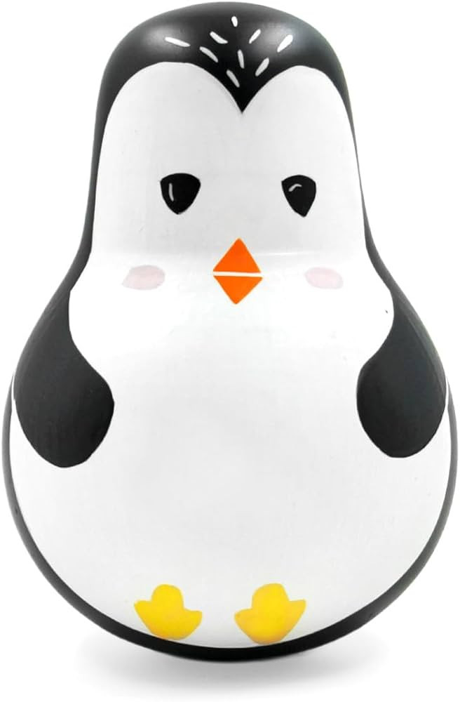 Shumee Wooden Penguin Wobbler/Wobble Toy - Baby Tummy Time Toy Montessori Tumbler Toys - (1-3 Yea... | Amazon (US)
