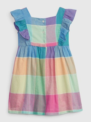 Toddler Linen-Cotton Plaid Dress | Gap (US)