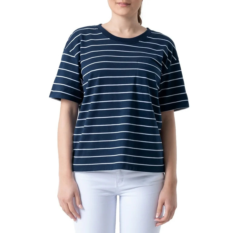 Time and Tru Womens Pima Cotton Boyfriend T-shirt | Walmart (US)