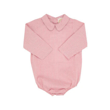 Peter Pan Collar Shirt & Onesie (Long Sleeve Woven) - Richmond Red Windowpane | The Beaufort Bonnet Company