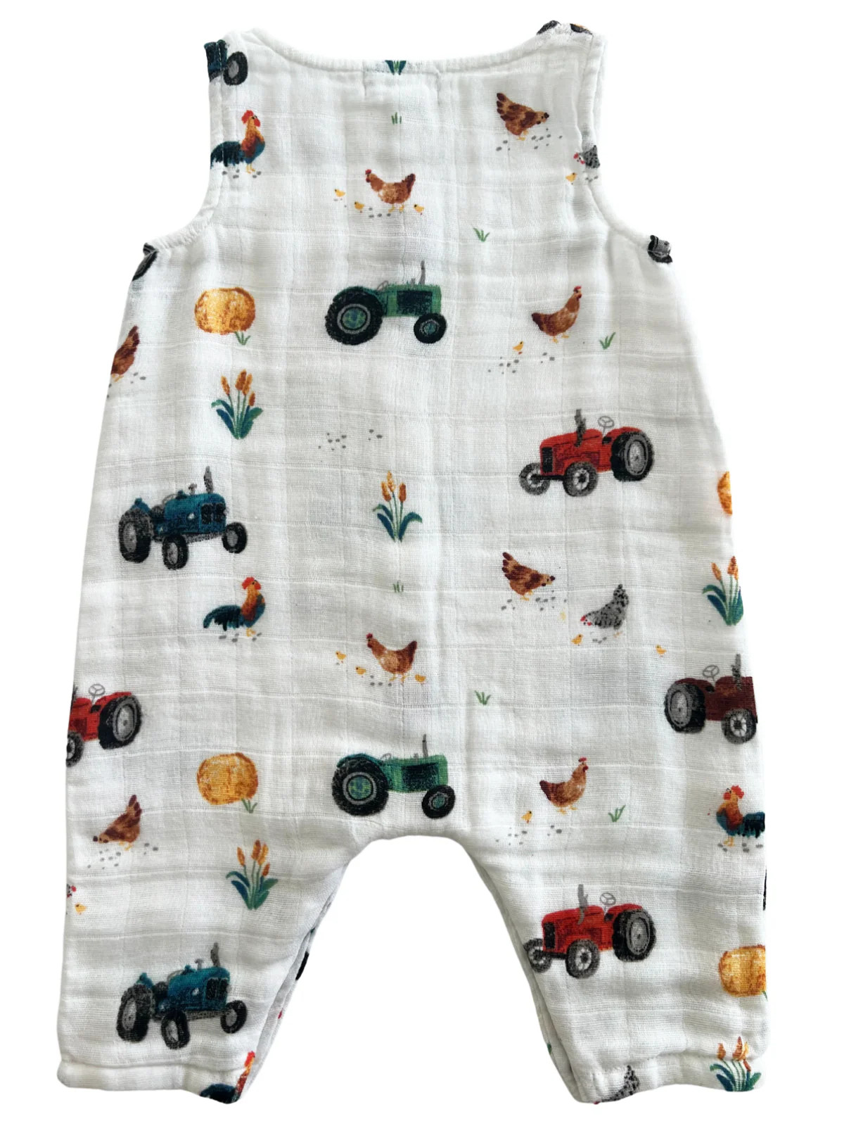 Muslin Sleeveless Romper, Tractors | SpearmintLOVE