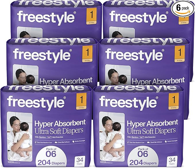 Freestyle BambooTek Diapers - (Size 1) Hyper Absorbent & Non-Toxic – Disposable Diapers for Sen... | Amazon (US)
