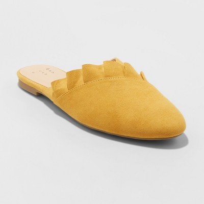 Women's Hal Ruffle Mules - A New Day™ Yellow 8 | Target