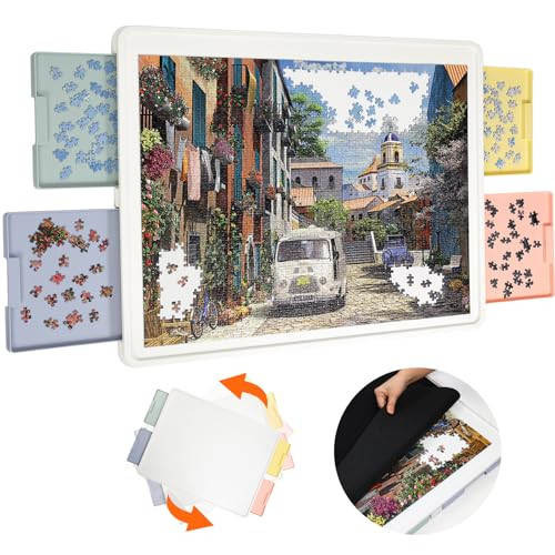 Playboda 1500 Pieces Rotating Plastic Puzzle Board with Drawers and Cover, 35"x27" Portable Jigsaw Puzzle Table for Adults, Lazy Susan Spinning Puzzle Boards, Ideal Gift for Mum (Patent Design) | Amazon (US)