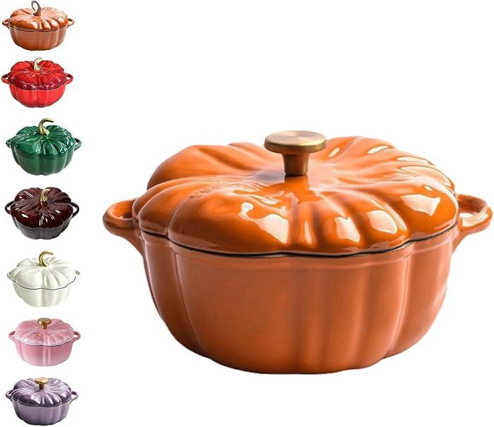 Pumpkin Dutch Oven with Lid, Halloween Cookware, Enameled Pumpkin Pot for Soup, Stew, Thanksgivin... | Amazon (US)