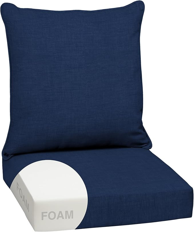 Arden Outdoor Foam Deep Seat Cushion Set, 24x24, Premium High-Density Foam, Never Flattens, Weath... | Amazon (US)