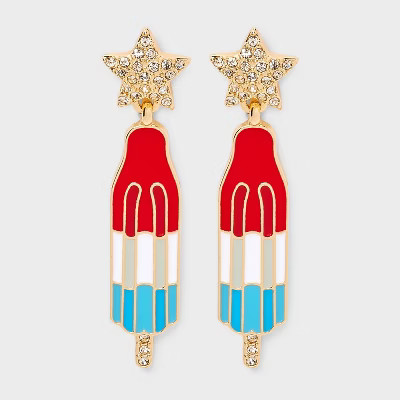 SUGARFIX by BaubleBar Freeze The Day Statement Earrings - Gold/Red/Light Blue | Target