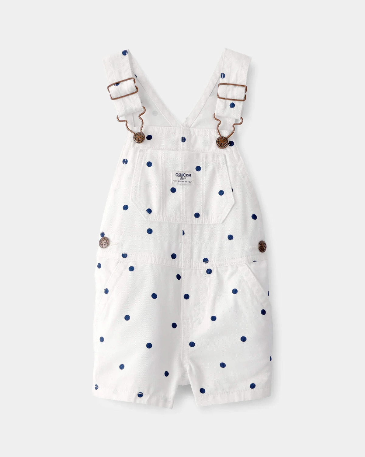 Baby Girl Polka Dot Shortall - White/Blue | Carter's Inc