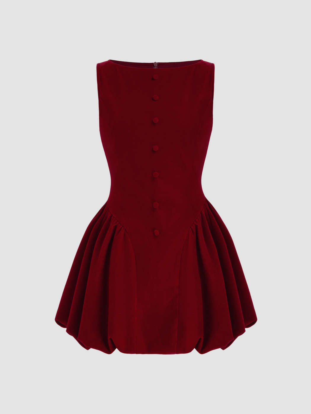 Velvet Boat Neck Ruffle Bubble Hem Mini Dress | Cider