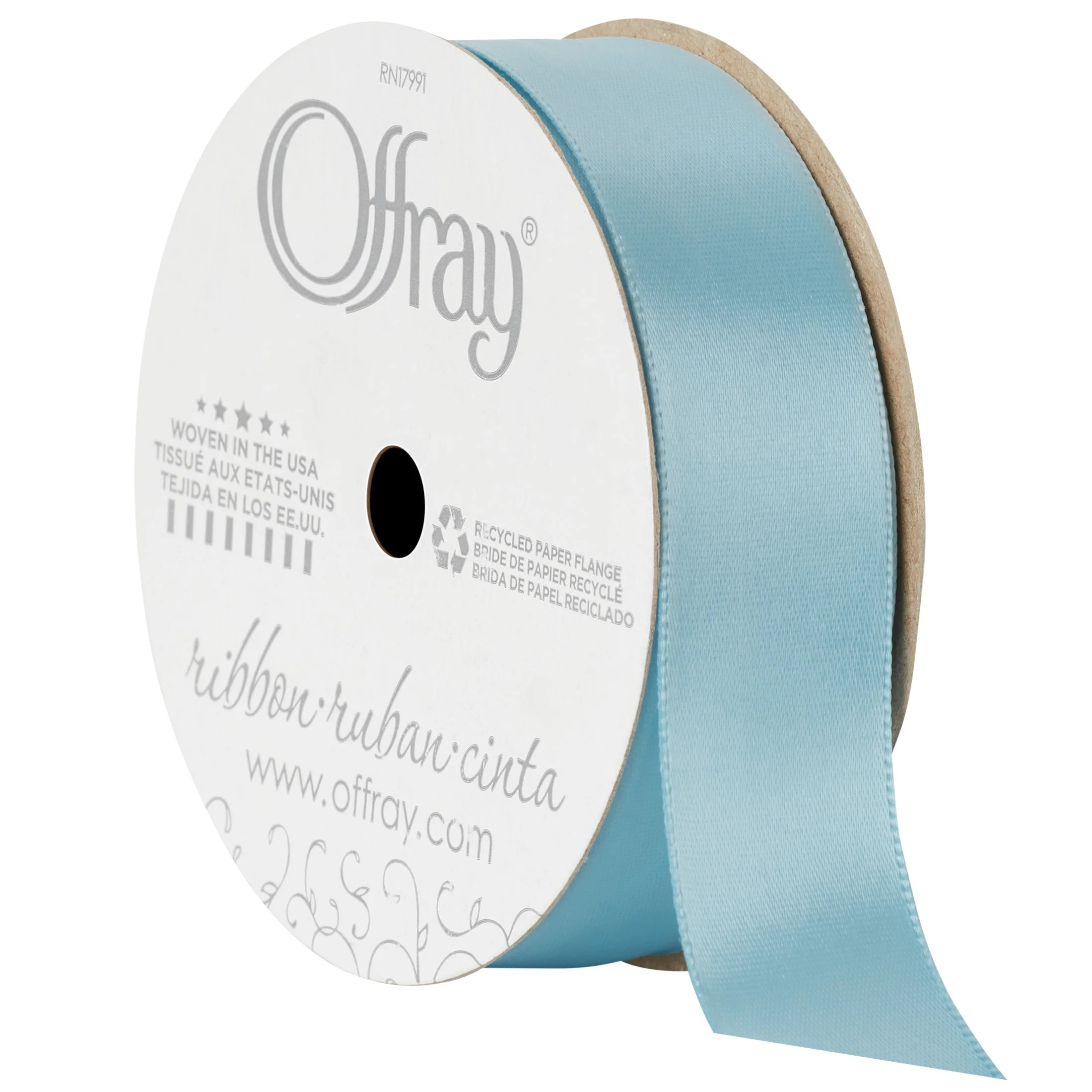 Offray Ribbon, Powder Blue 7/8 inch Single Face Satin Polyester Ribbon, 18 feet | Walmart (US)