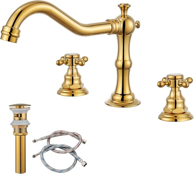 gotonovo Widespread Bathroom Faucet with Pop Up Drain Assembly Included with Overflow Silver Poli... | Amazon (US)