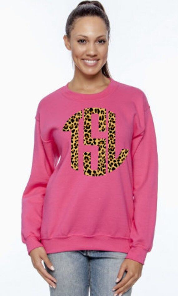 Sale! Cheetah Monogram sweatshirt monogrammed unisex sweatshirt leopard print personalized crewne... | Etsy (US)