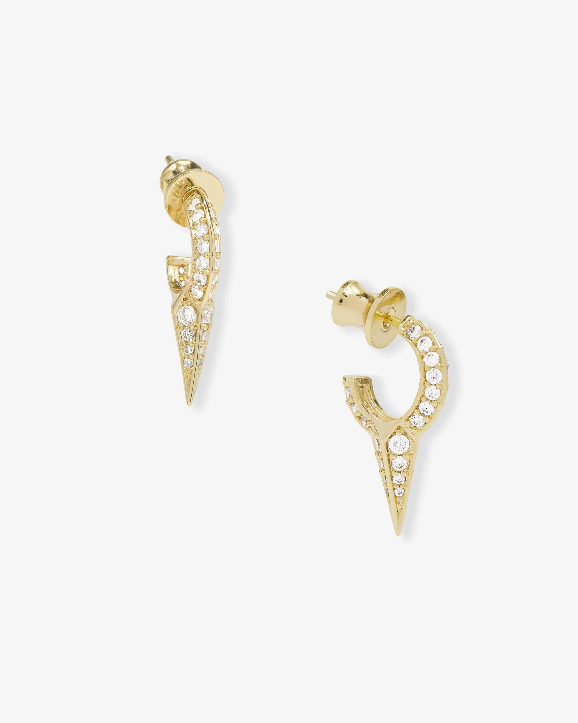 Baby Gabriella Pavé Single Spike Earrings - Gold|White Diamondettes | Melinda Maria Jewelry