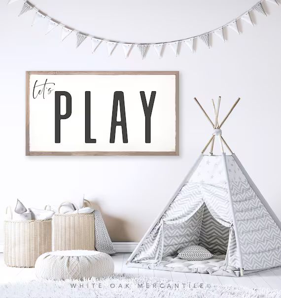 Lets Play Sign | Playroom Sign | Playroom Decor | Farmhouse Nursery Sign | Nursery Sign | Baby Sh... | Etsy (US)