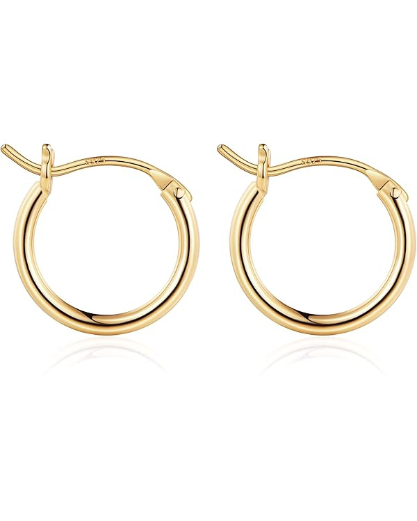 M MOOHAM Gold Hoop Earrings for Women - Hypoallergenic 14K Real Gold 925 Sterling Silver Post Sen... | Amazon (US)