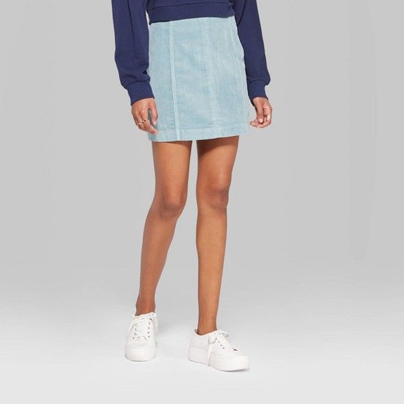 Women's High-Rise Corduroy Mini Skirt - Wild Fable™ Teal Blush | Target