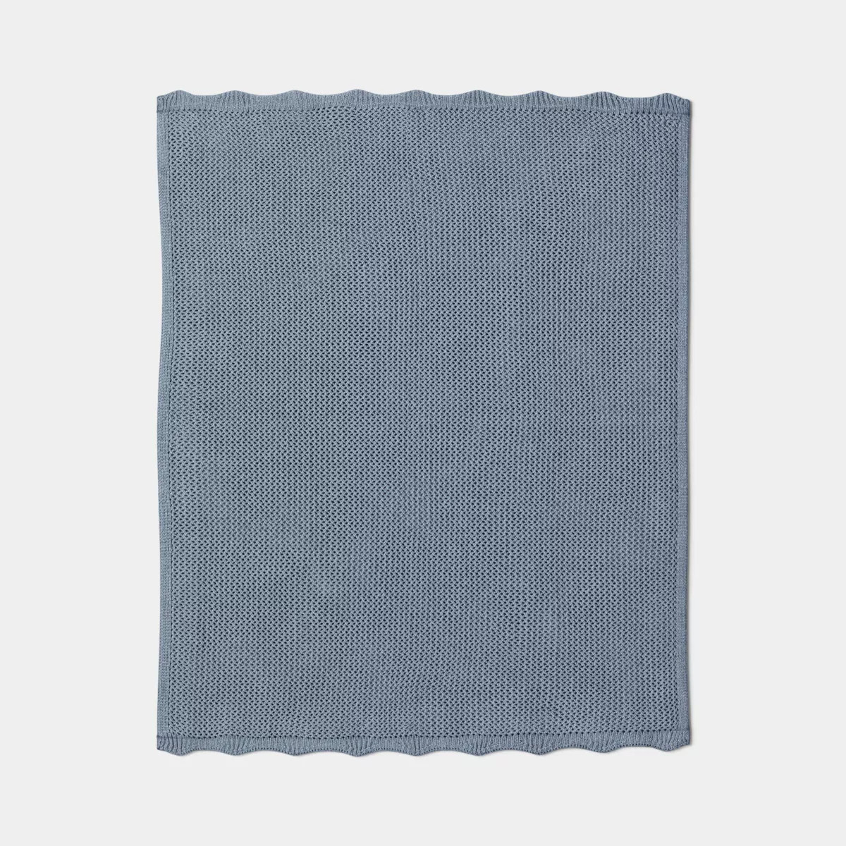 Knit Throw with Scalloped Edge Chicory Blue - Threshold\u2122 | Target