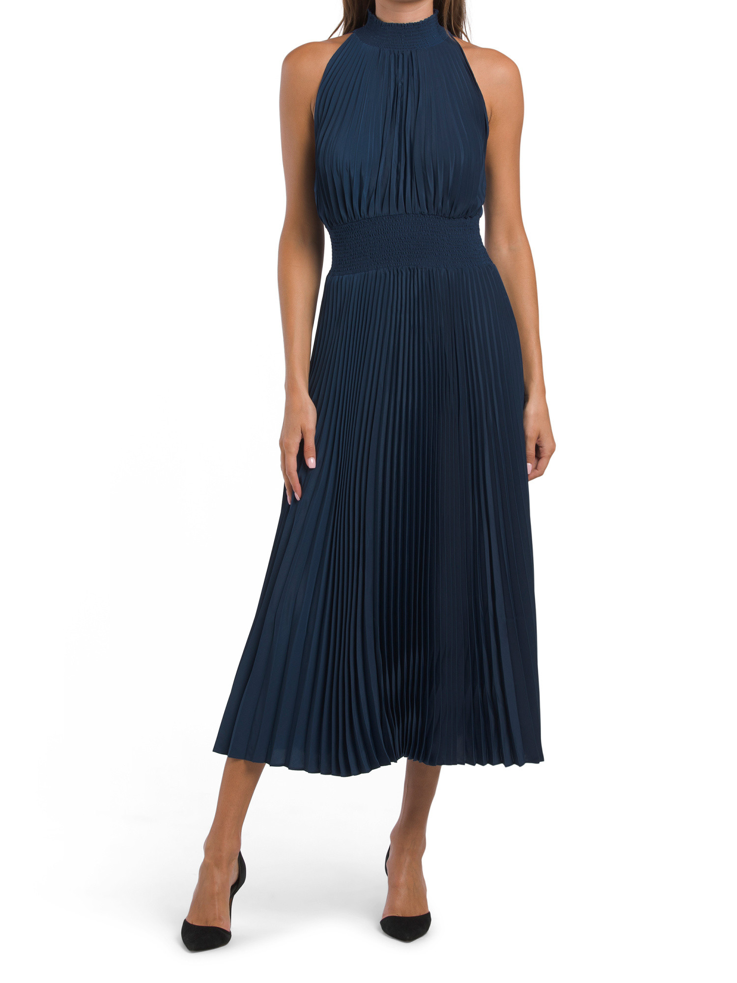 Pleated Maxi Mock Neck Dress | TJ Maxx