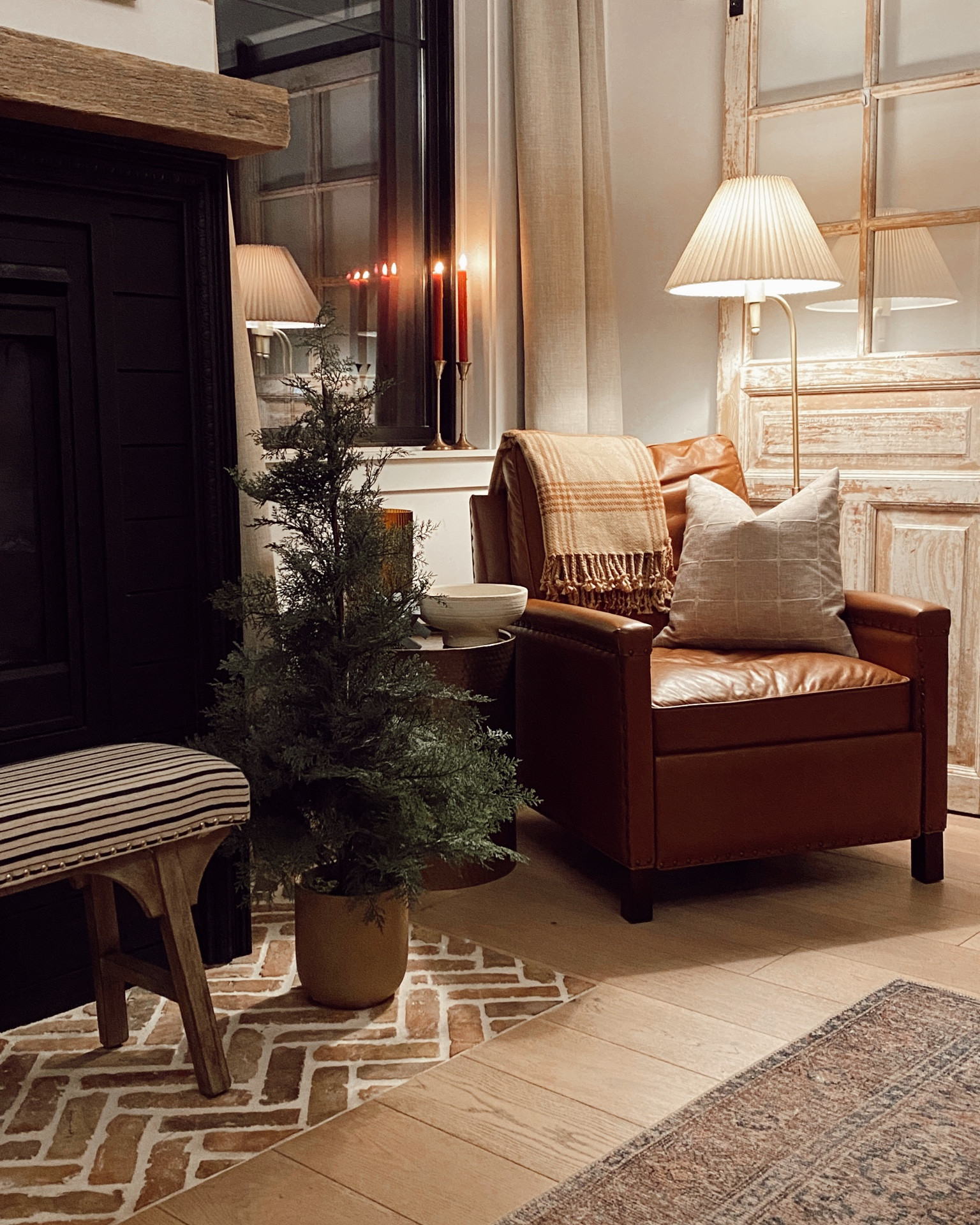 Cozy winter evening in. New floor lamp, plaid throw and footed bowl. 

#LTKFind #LTKunder50 #LTKhome