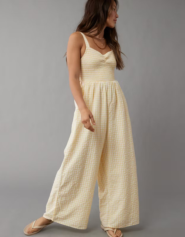 AE Sweetheart Smocked Jumpsuit | American Eagle Outfitters (US & CA)