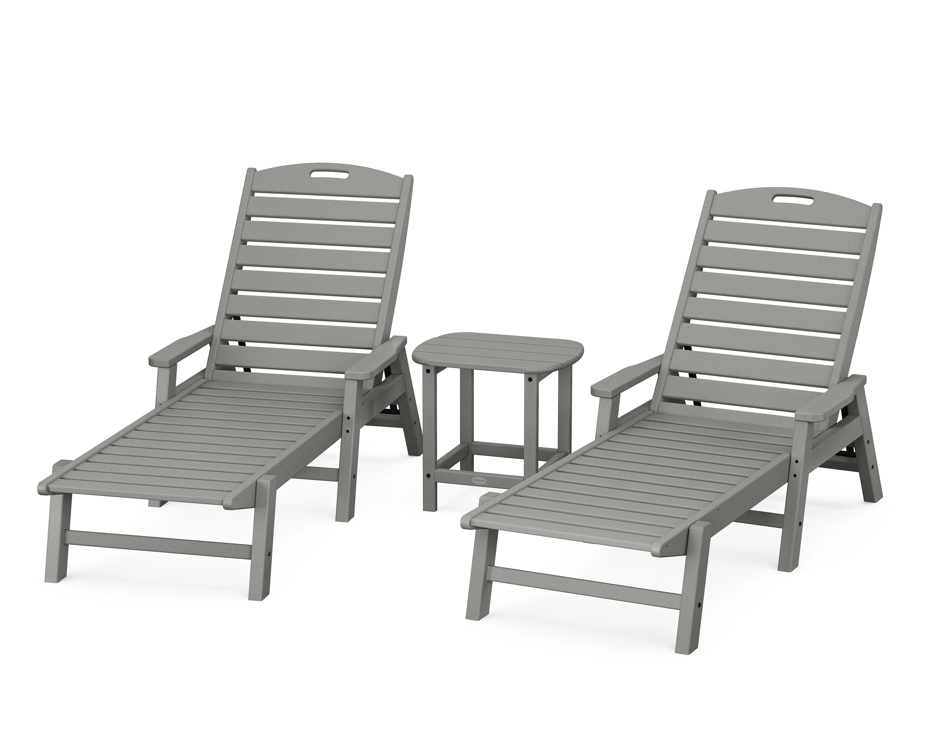 Nautical 3-Piece Chaise Lounge with Arms Set with South Beach 18" Side | POLYWOOD