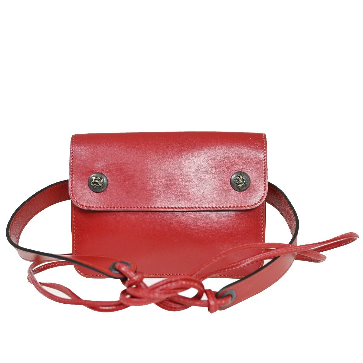 HERMES Logo Waist Mini Bum Bag Leather ◯O Red Gold-plated Made in France 32HB721 | eBay US