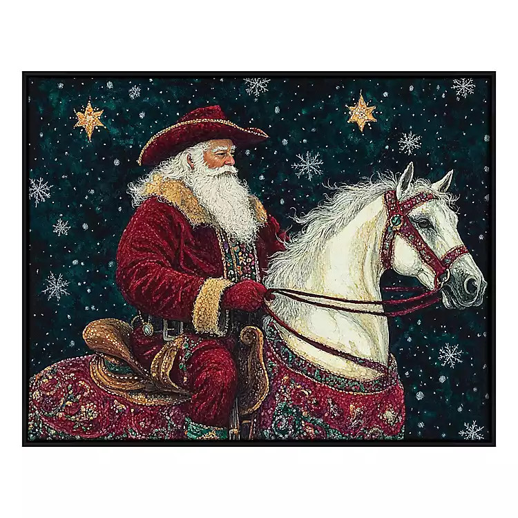 Saddle Up St. Nick Christmas Canvas Art Print | Kirklands
